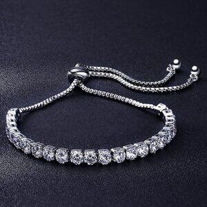 Women's Shiny White Cubic Zirconia Alloy Luxury Adjustable Bracelet